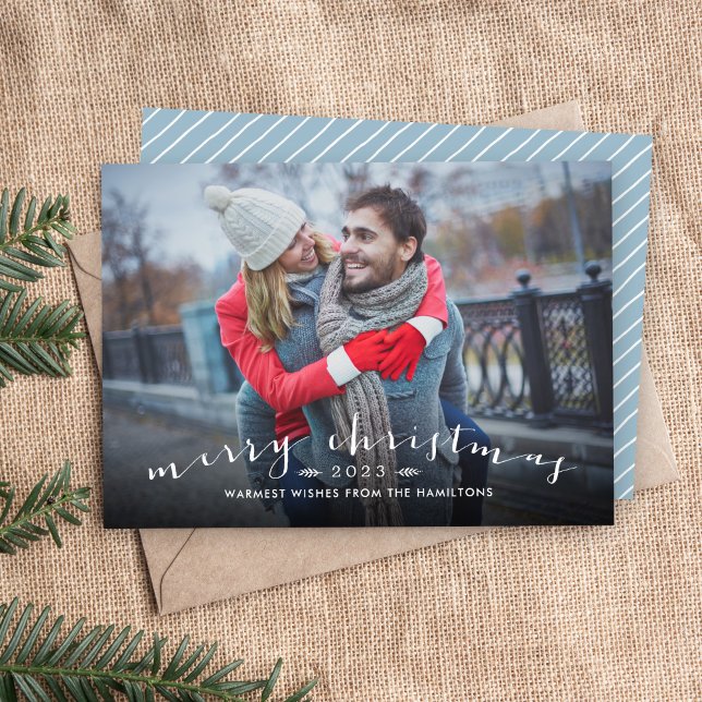Chic Script Overlay Weihnachts-Fotokarte Feiertagskarte (Von Creator hochgeladen)
