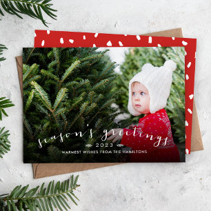 Chic Script Overlay Weihnachtsfotokarte Feiertagskarte