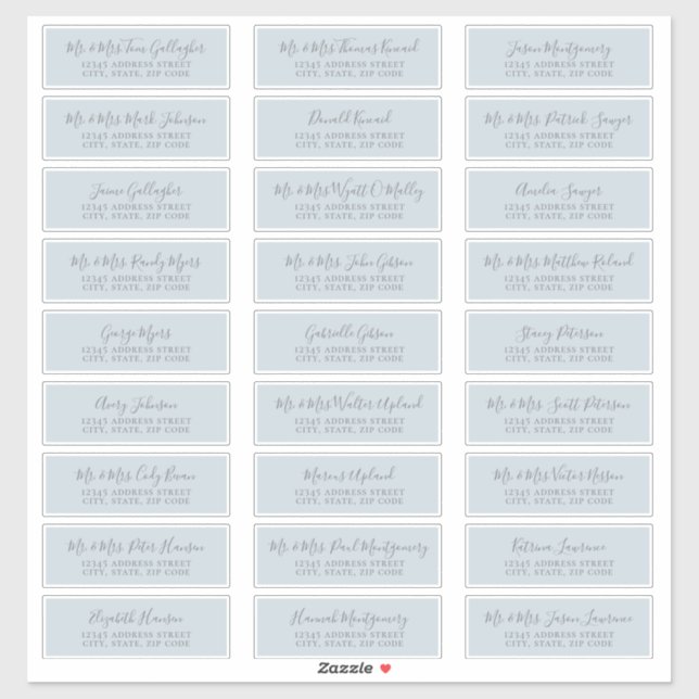 Chic Script Pale Blue Guest Address Labels (Blatt)