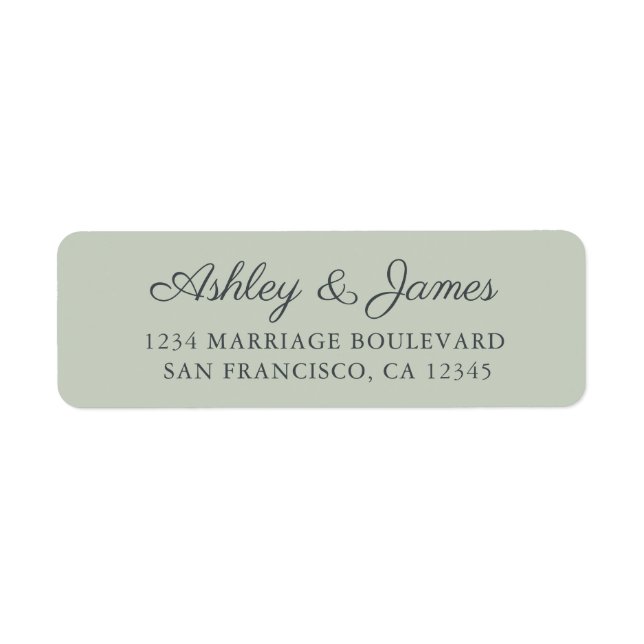 Chic Script Pastel Green Wedding Rücksendeadresse (Vorne)