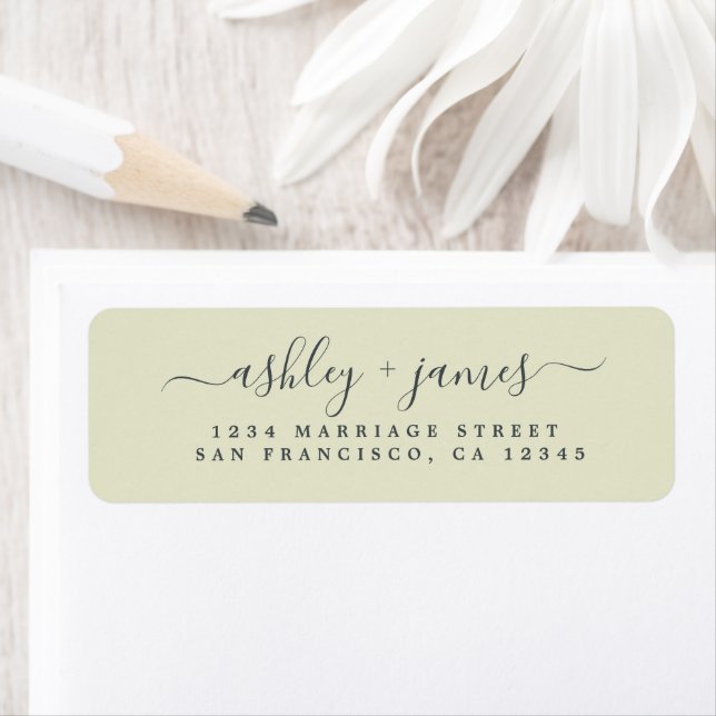Chic Script Pastel Green Wedding Rücksendeadresse (Insitu)