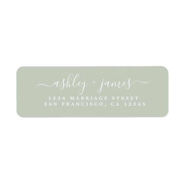 Chic Script Pastel Green Wedding Rücksendeadresse (Vorne)