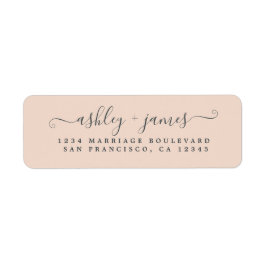 Chic Script Pastel Pink Wedding Rücksendeadresse