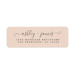 Chic Script Pastel Pink Wedding Rücksendeadresse