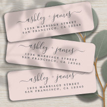 Chic Script Pastel Pink Wedding Rücksendeadresse