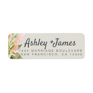 Chic Script Pink Floral Wedding Rücksendeadresse