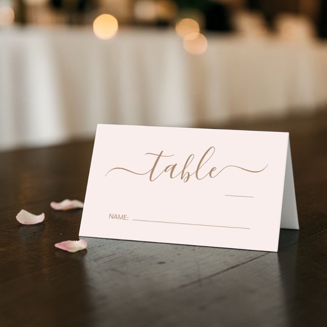 Chic Script Pink Gold Wedding Table Number Platzkarte (Chic Script Pink Gold Wedding Table Number Place Card)