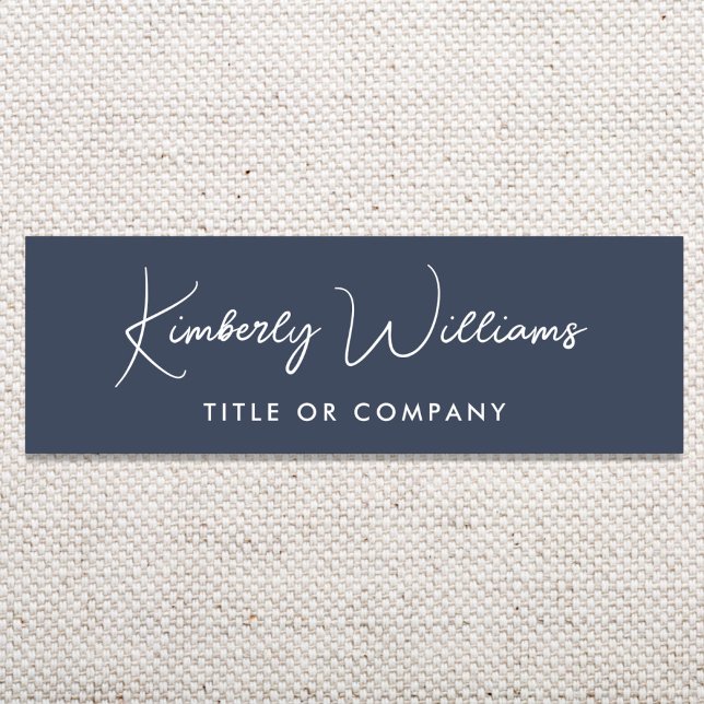 Chic Script Professional Blau Namensschild (Chic Script Professional Black Name Tag)