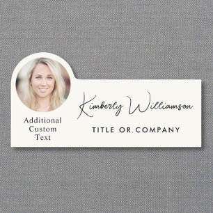 Chic Script Professional Cream Foto Namensschild