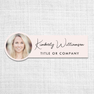 Chic Script Professional Pink Foto Namensschild