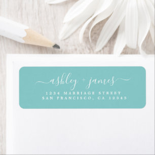 Chic Script Purist Blue Wedding Rücksendeadresse
