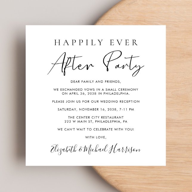 Chic Script QR Code Hochzeitsempfang Einladung (A chic Happily Ever After Party Invitation to set the tone for an unforgettable event)