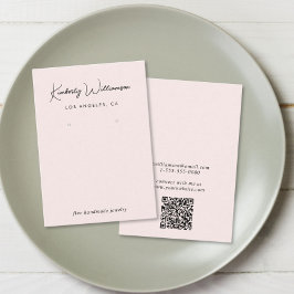 Chic Script QR-Code mit rosafarbener Grafikkarte Visitenkarte