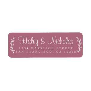 Chic Script Rustic Foliage Wedding Rücksendeadress