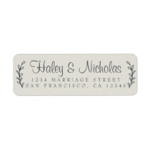 Chic Script Rustic Foliage Wedding Rücksendeadress