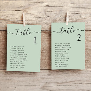 Chic Script Sage Green Wedding Chart Card Card Kar Einladung