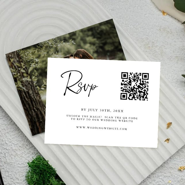 Chic Script Scan zur RSVP-Hochzeitskarte Save The Date (Von Creator hochgeladen)