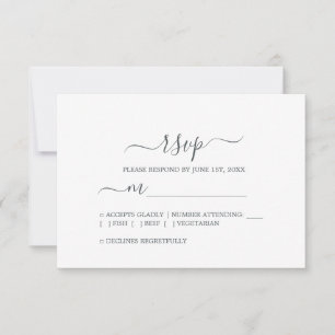 Chic Script Schwarz-weiß Minimal Wedding RSVP Karte