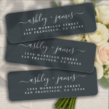 Chic Script Schwarz-weiß Wedding Rücksendeadresse