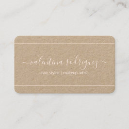 Chic Script Signature Blush Pink & Kraft Elegant Visitenkarte