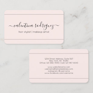 Chic Script Signature Blush Pink und Black Modern Visitenkarte