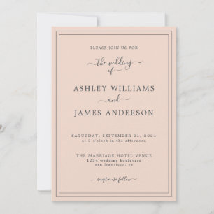 Chic Script Soft Pink Hochzeitseinladung Einladung