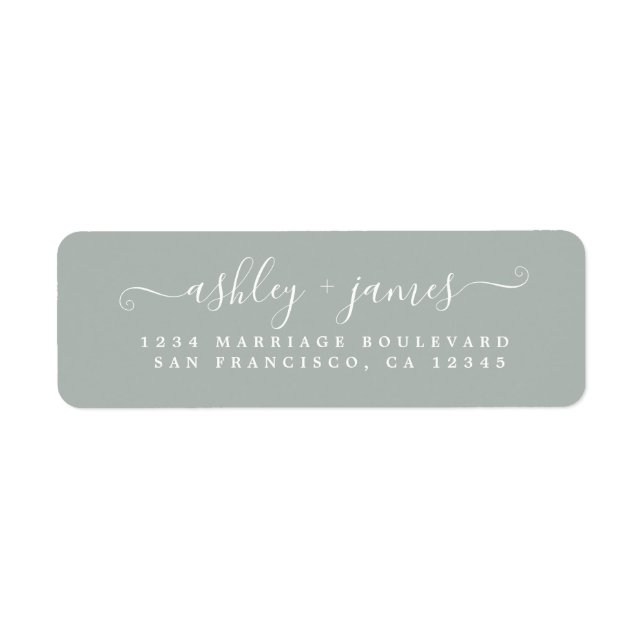 Chic Script Storm Gray Wedding Rücksendeadresse (Vorne)