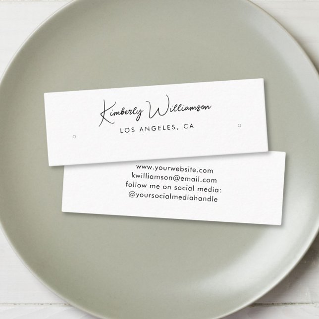 Chic Script Stud Hoop Earring Display Card Mini Visitenkarte (Empower your name in our signature script as your logo and brand identity)