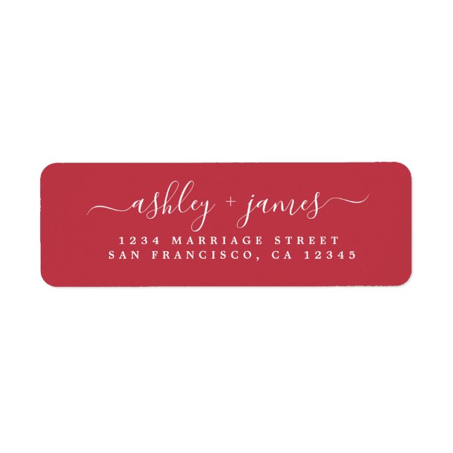 Chic Script True Red Wedding Rücksendeadresse (Vorne)