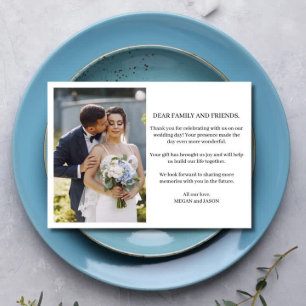 Chic Script Two Foto Wedding Vielen Dank Dankeskarte