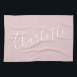 Chic Script Typografy Personalisiert Name | Rosa  Geschirrtuch<br><div class="desc">Chic Script Typografie Personalisiert Pink Kitetücher</div>