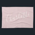 Chic Script Typografy Personalisiert Name | Rosa  Geschirrtuch<br><div class="desc">Chic Script Typografie Personalisiert Pink Kitetücher</div>