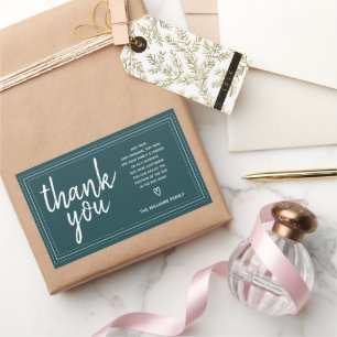 Chic Script Vielen Dank & Personal Message Deep Aq Rechteckiger Aufkleber