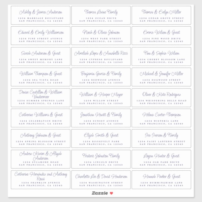Chic Script Wedding Guest Address Labels (Blatt)
