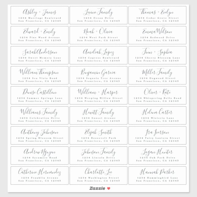 Chic Script Wedding Guest Address Labels (Blatt)