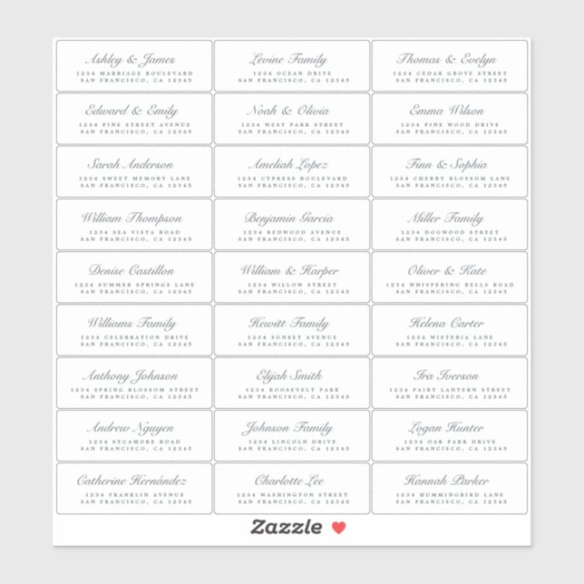 Chic Script Wedding Guest Address Labels (Blatt)