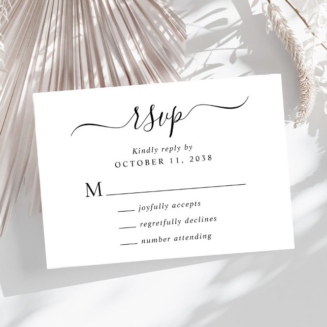 Chic Script Wedding RSVP Karte (Von Creator hochgeladen)