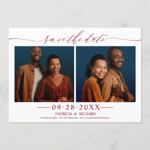 Chic Script Wedding Save the Date 2 Foto Collage Einladung