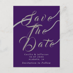 Chic Script Wedding Save the Date Announcement Postkarte