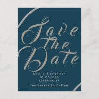Chic Script Wedding Save the Date Announcement
