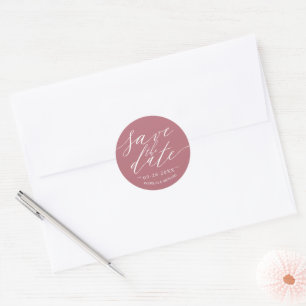 Chic Script Wedding Save the Date Runder Aufkleber