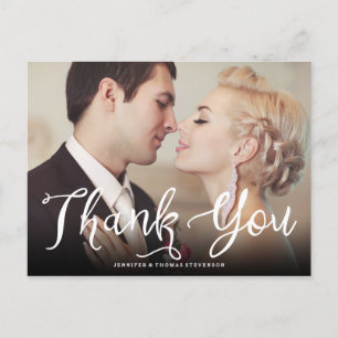 Chic Script Wedding Vielen Dank Postcard Postkarte