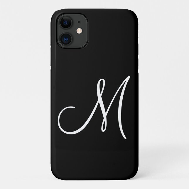 Chic Script White Initial Black Case-Mate iPhone Hülle (Rückseite)