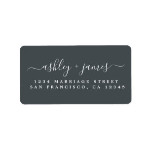 Chic Script White Wedding Return Address Label Adressaufkleber