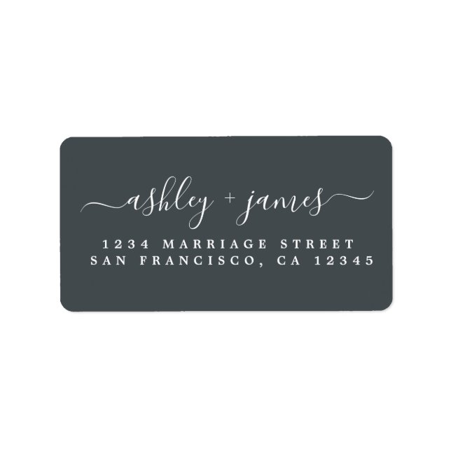 Chic Script White Wedding Return Address Label Adressaufkleber (Vorne)