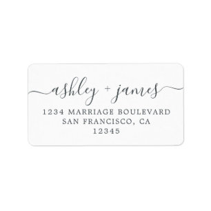 Chic Script White Wedding Return Address Label Adressaufkleber