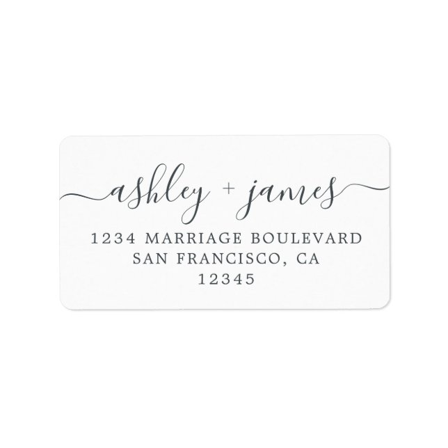 Chic Script White Wedding Return Address Label Adressaufkleber (Vorne)