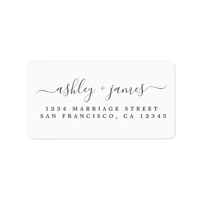 Chic Script White Wedding Return Address Label Adressaufkleber (Vorne)