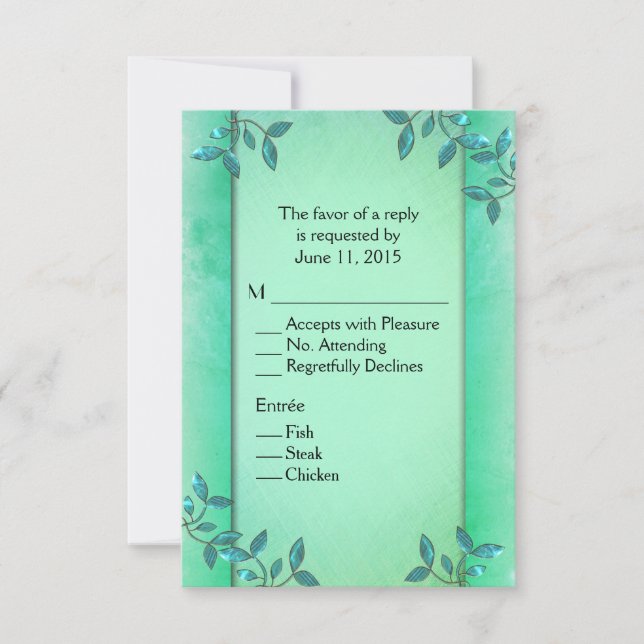 Chic Sea Green Columns RSVP Karte (Vorderseite)