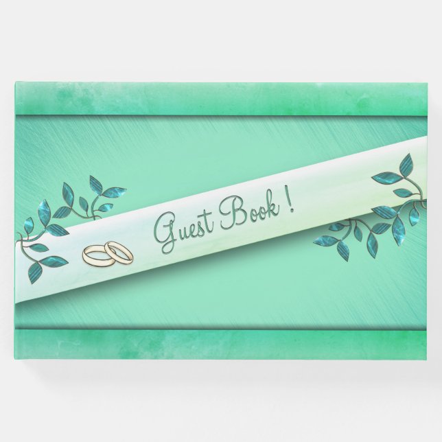 Chic Sea Green mit Rings Guest Book Gästebuch (Vorderseite)